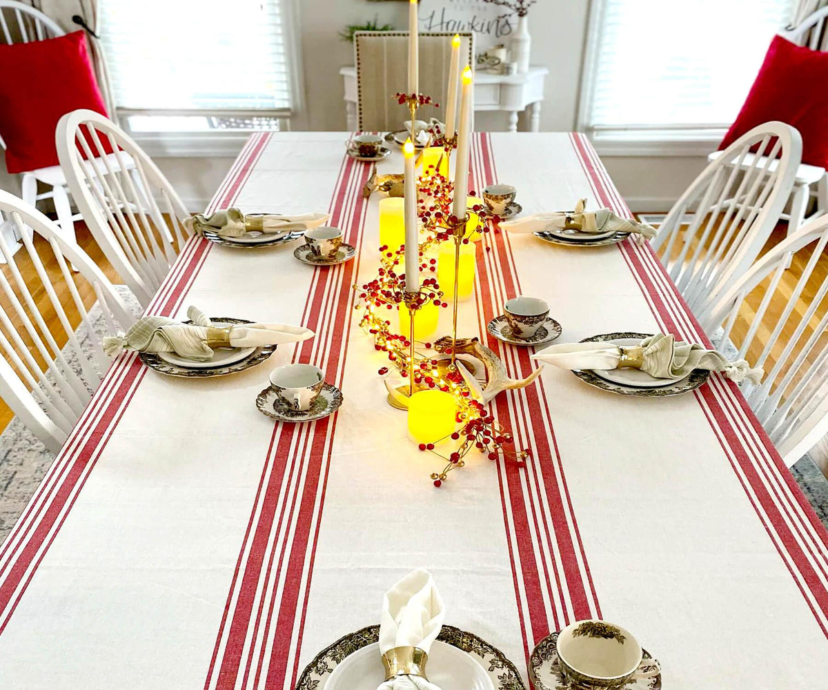 Red Striped Tablecloth