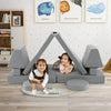 10-Piece Kids Play Couch Sofa with Portable Handle-Gray