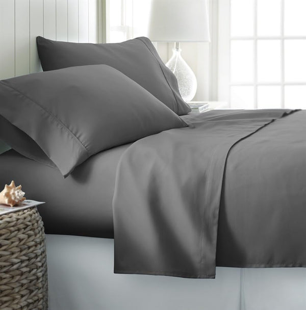 4-Piece 100% Cotton Solid Sheet Set – 300 Thread Count, Luxury Extra Soft