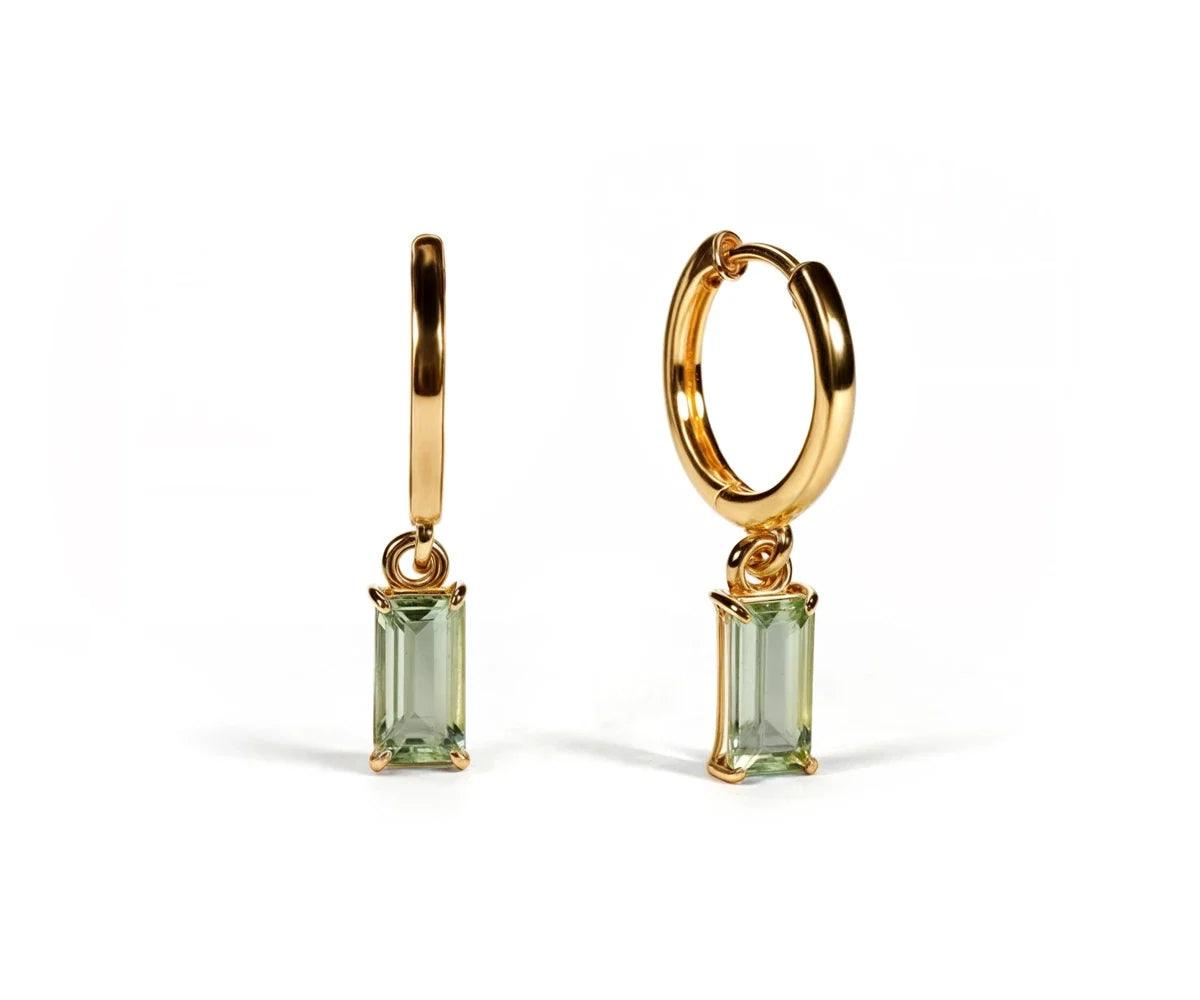Green Amethyst Huggie Earrings