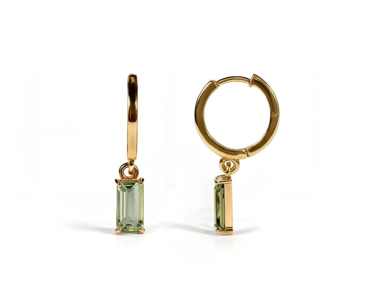 Green Amethyst Huggie Earrings