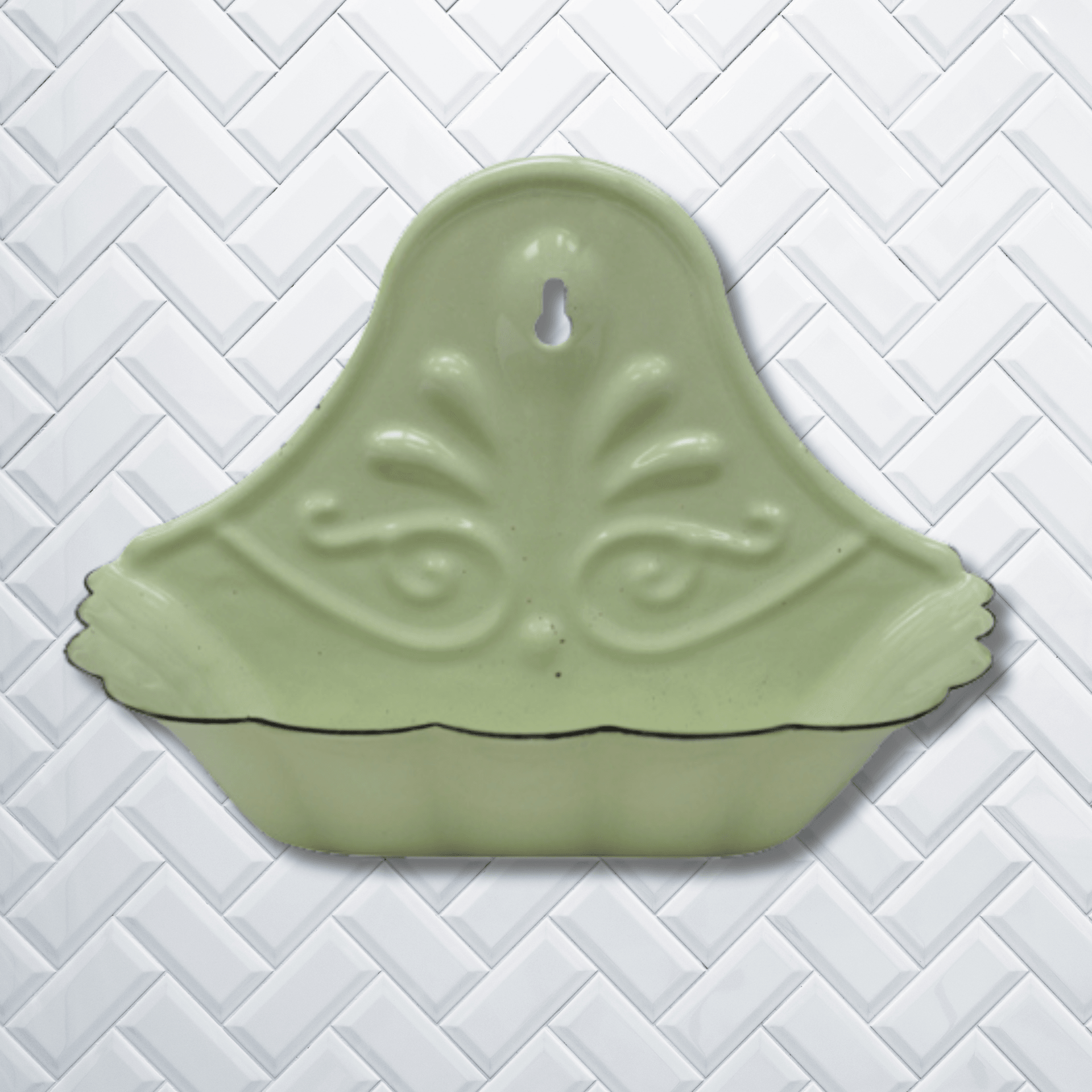 Green Retro Enamel Soap Dish