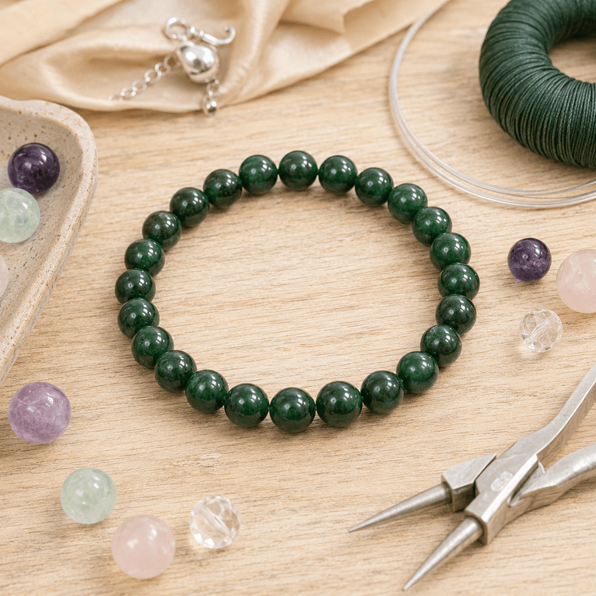 Green Jade Bracelet (Wisdom, Balance)