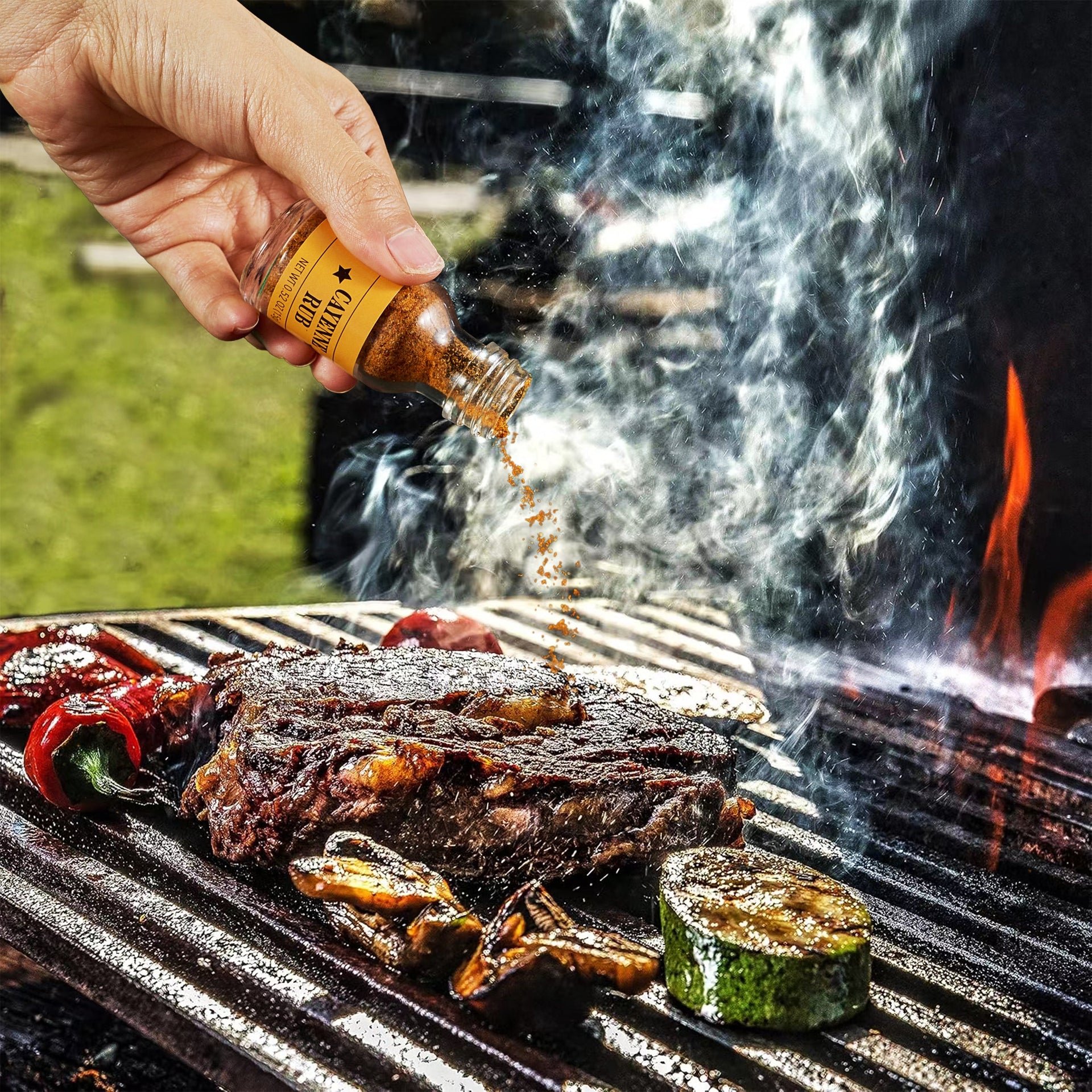 Smokehouse BBQ Gourmet Grilling Spice Set | 10-Set | Glass Bottle Seasonings, Grill Seasoning Flavors Include Caribbean, Jamaican Memphis, Jalapeno Rub, Montreal, Cajun Chili Garlic & More