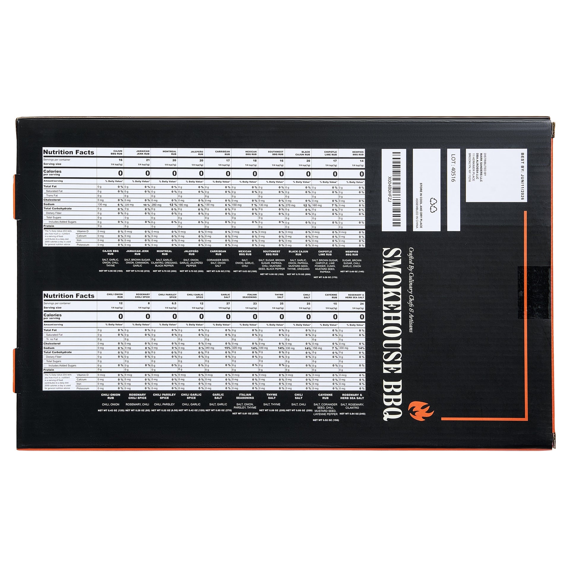 Smokehouse BBQ Gourmet Grilling Spice Set | 20-Set | Glass Bottle Seasonings, Grill Seasoning Flavors Include Caribbean, Jamaican Jerk, Jalapeno Rub, Montreal, Cajun Chili Garlic & More