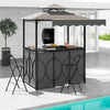 Grill Gazebo with Awning 3-Piece Outdoor BBQ Canopy Double-Tier Soft Top Barbecue Shelter-Gray