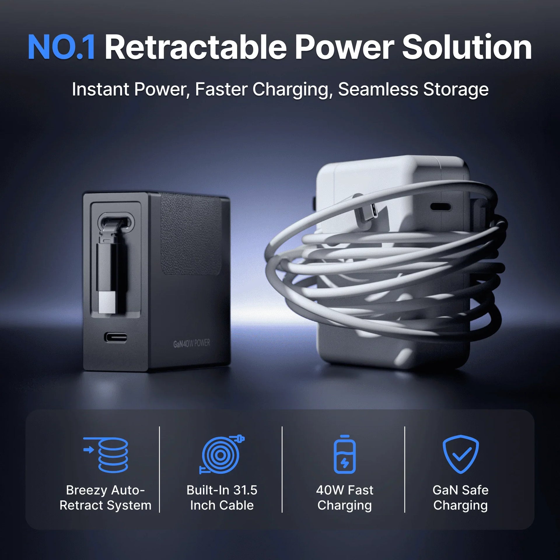 Gitryin Retractable 40W Charger for 3C Devices