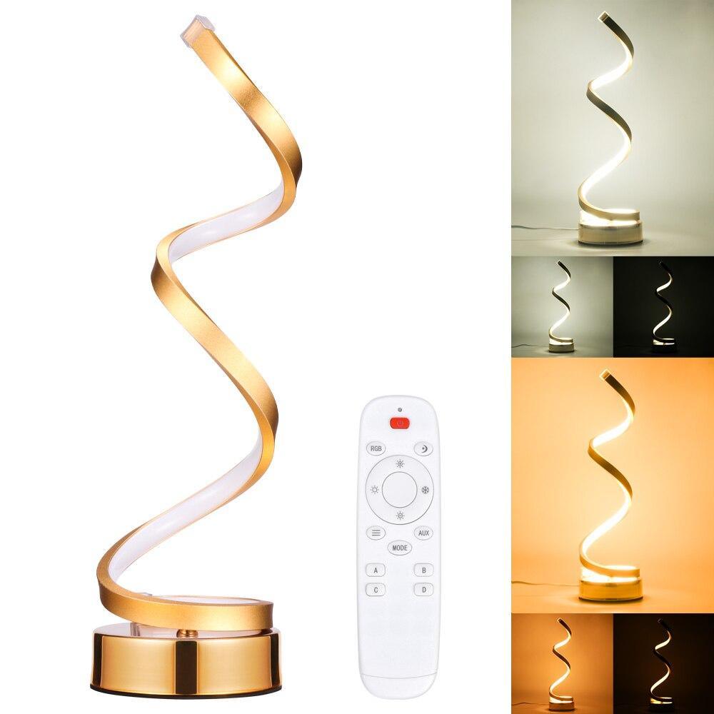 LED Spiral Table Lamp Modern Curved Desk Bedside Lamp Dim able Warm White Light For Living Room And Bedroom