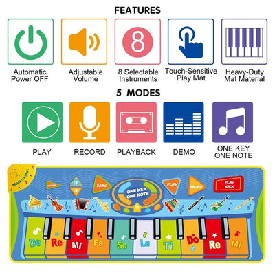 Big Size Music Piano Carpets and Multiple Musical Instruments Sounds Play Mat Educational Toys For Kids