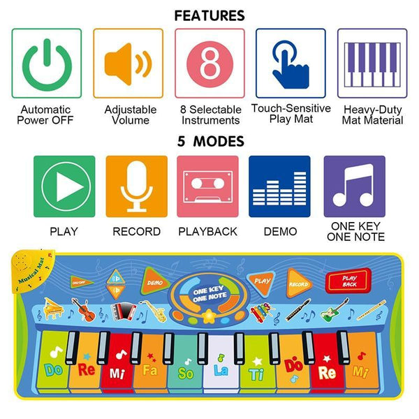 Big Size Music Piano Carpets and Multiple Musical Instruments Sounds Play Mat Educational Toys For Kids