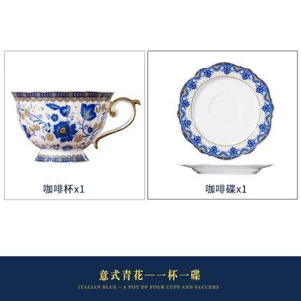 English Bone China Coffee Cup Set European tea set ceramic afternoon flower tea cup plate Italian black tea home American