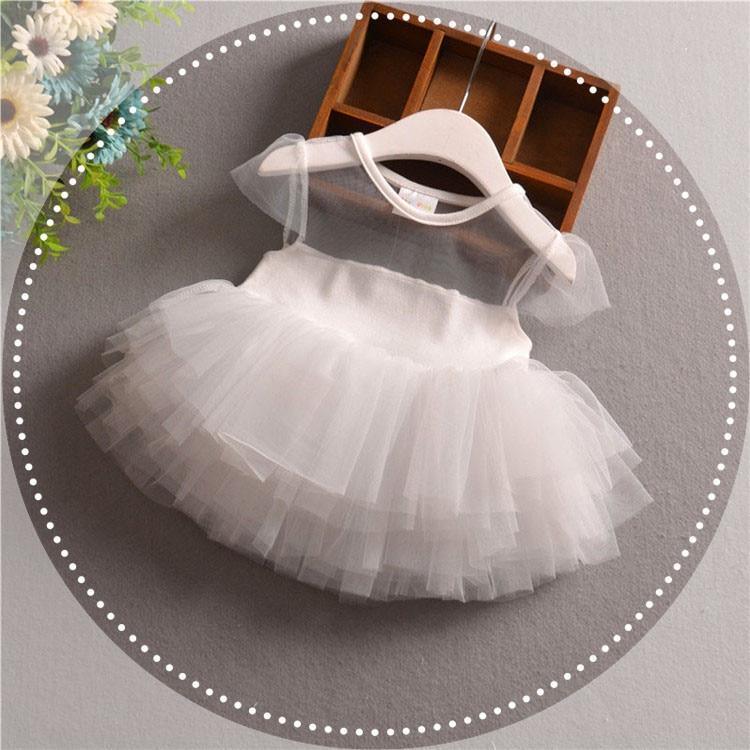 Pink Baby Luxury Bodysuit Infant Girls Princess Puffy Dress Baby Gown Party Wedding Excellent Girls Gift