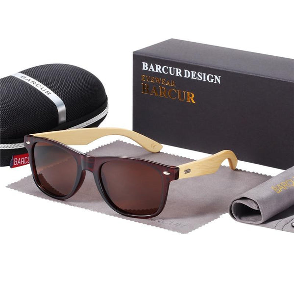 Bamboo Shades Dark Sunglasses Square Night Glasses Polarized Wood Handmade Eyewear For Women and Men With UV400 Protection
