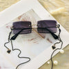 Fashion Rimless  Women Trendy Small Rectangle Sunglasses With High Quality metal frame And UV400 Protection - Gray