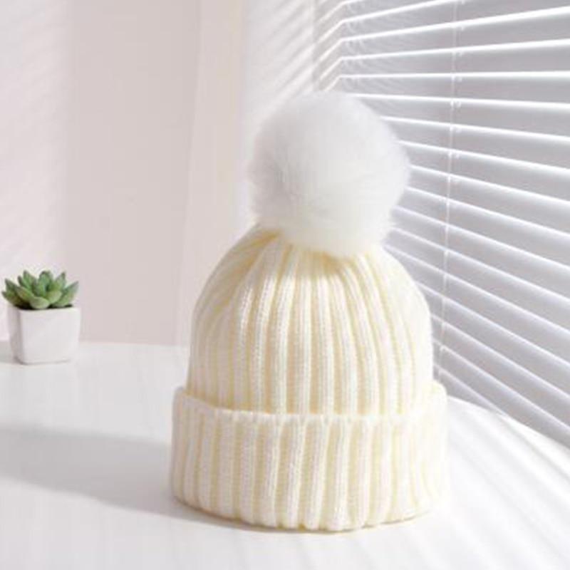 Winter Warm Baby Hat Fur Pompom Knitted Baby Hat Cap Infant Toddler Kids Hat Beanie In Modern Designer Style