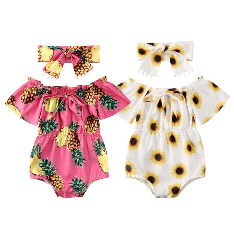 Modern Elegant Baby Girl Flower Romper Jumpsuit Playsuit Outfits Clothes For Girls With Bow
