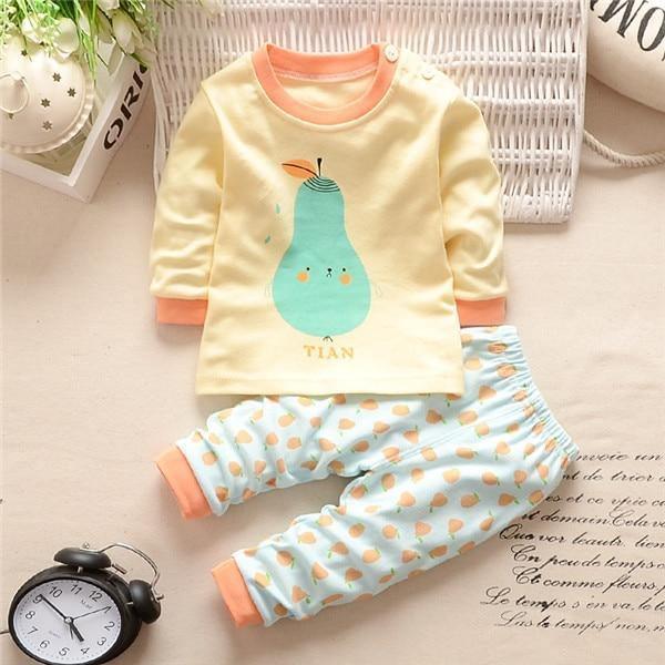 Baby Boy Clothes Cotton Clothing Sets Cartoon Long-sleeved T-shirt Pants Infant Clothes 2pcs Ste For Boys and Girls Kids