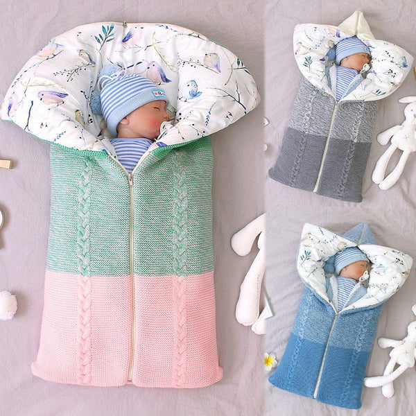 Newborn Infant Baby Knit sleep bag Stroller envelope Blanket Winter Warm Swaddle Wrap Sleeping Bags