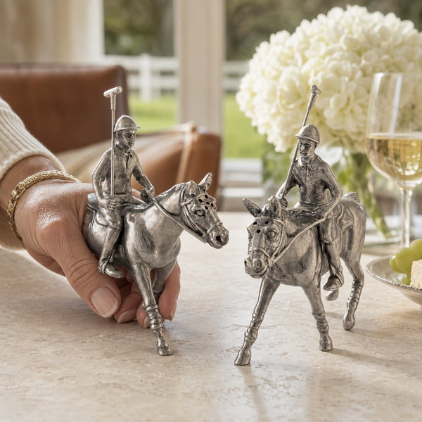 Pewter Polo Player Salt & Pepper Set