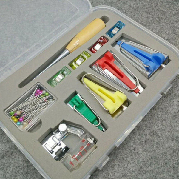16pcs Household Electric Sewing Bias Tape Machine Kit Fabric Bias Binding Tape Suits DIY Sewing Tools