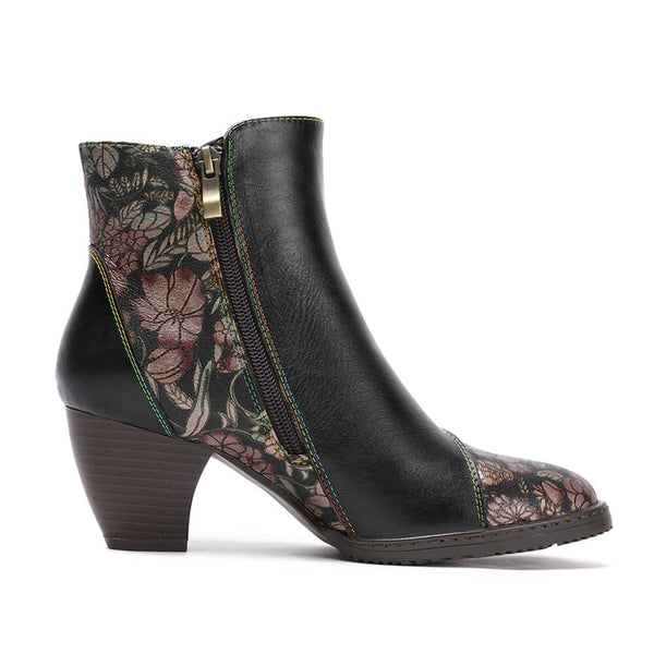 Baylor Retro Handmade Floral Ankle Boots