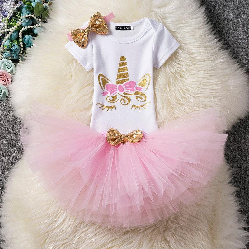 Modern Unicorn Baby Kids 1st year Girls Dress For Birthday Party Outfits Infant Princess Girls Clothes 12 Months Kids