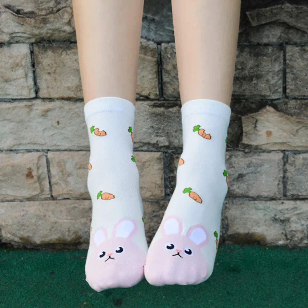Women Socks New Funny Cute Cartoon Animal Cat Dog Parrot Novelty
