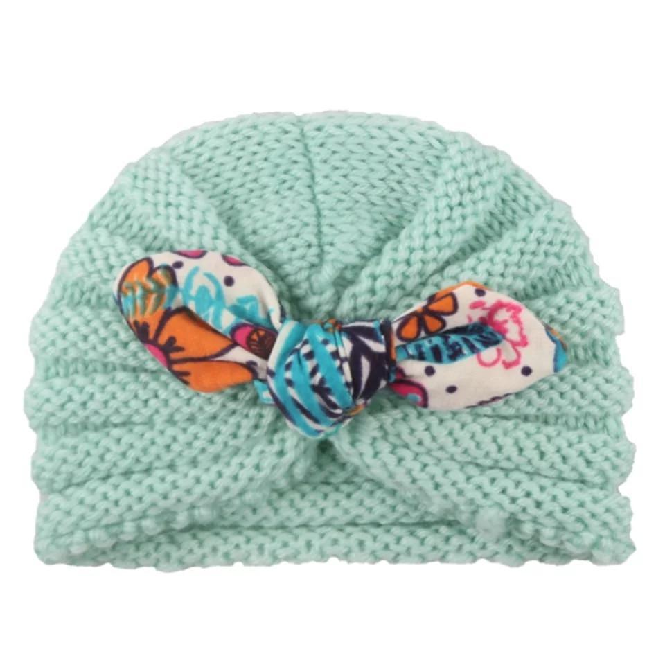 New  Handmade Cotton Girl Hat Autumn Winter Baby Boy Girl Hat Colorful Bow Elastic Cute Baby Turban In Elegant Design