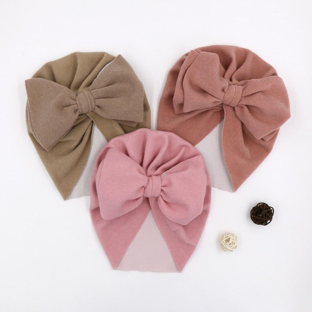 Modern Stylish Cotton Baby Newborn Cap Newborn Baby Beanie Top Bow For Baby Excellent For Photography Props Baby Turban Cap
