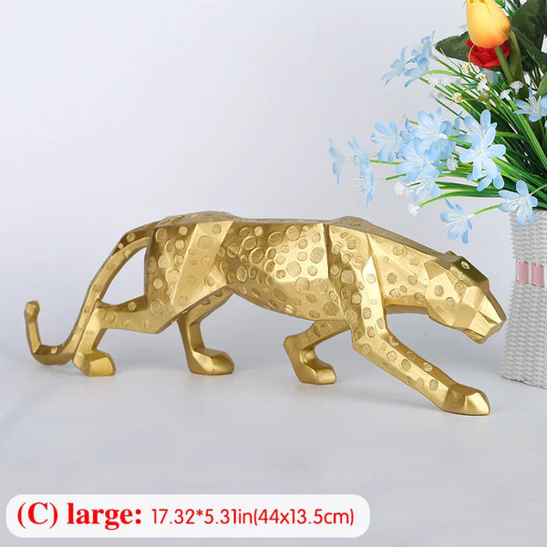 Black panther animal statue Resin abstract Geometric Style Decor Crafts Modern home livingroom office desktop Sculpture Ornament