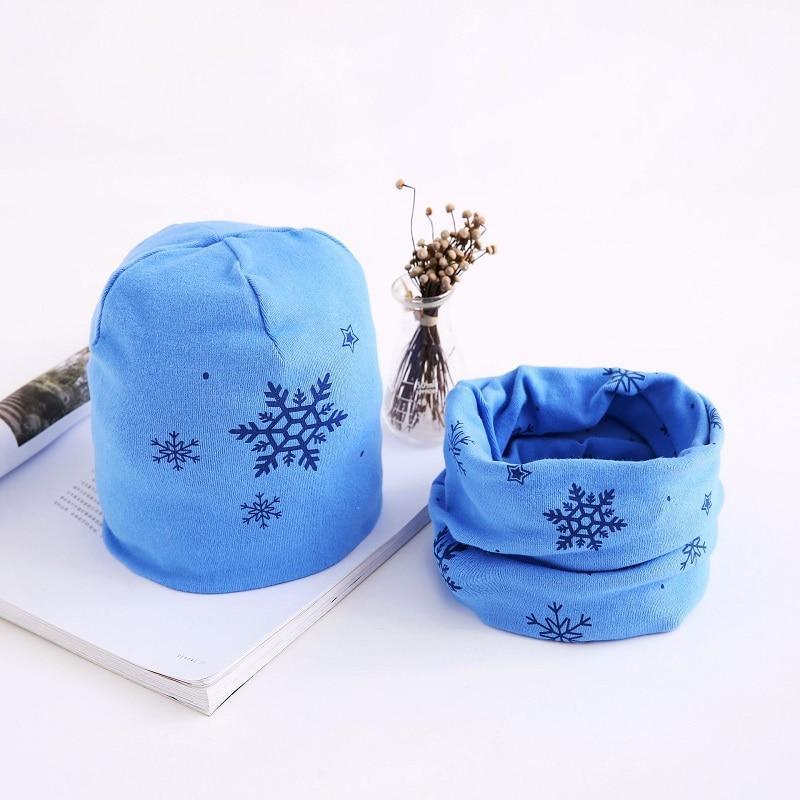Star Print Cotton Hat And Scarf  Baby Beanie Kids Caps Children's Accessories For Boys and Girls