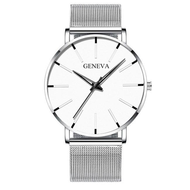 Minimalist Men's Fashion Ultra Thin Watch Simple Men Business Stainless Steel Mesh Belt Quartz Watch Relogio Masculino