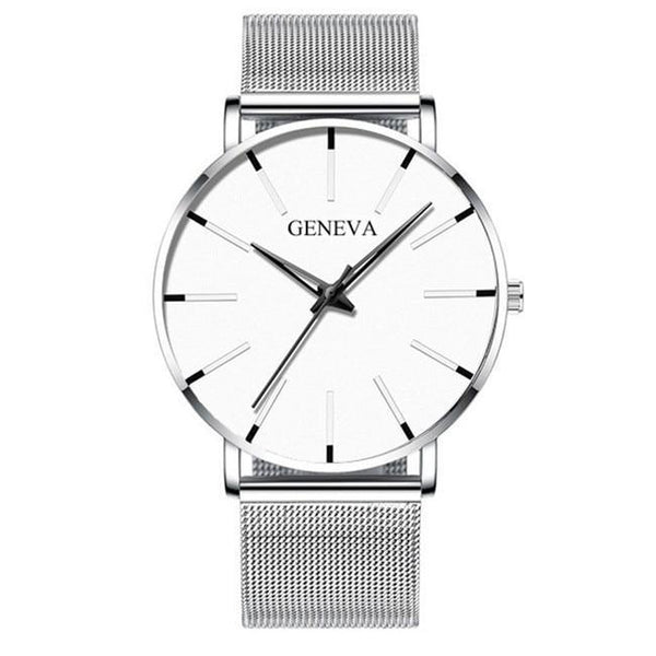Minimalist Men's Fashion Ultra Thin Watch Simple Men Business Stainless Steel Mesh Belt Quartz Watch Relogio Masculino