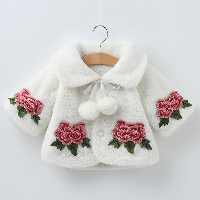 Princess Baby Girls Winter Thick Bownot Cloak Coat Flower for Childre With Flowers