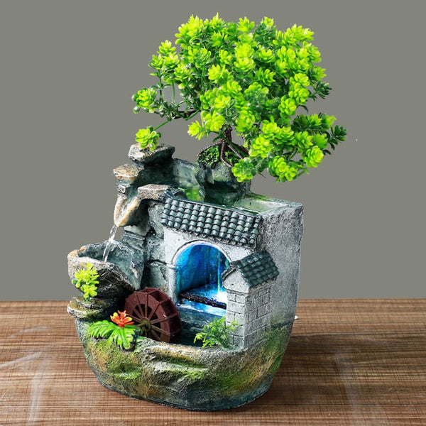 Rockery Tabletop Waterfall Bonsai Tree Fountain