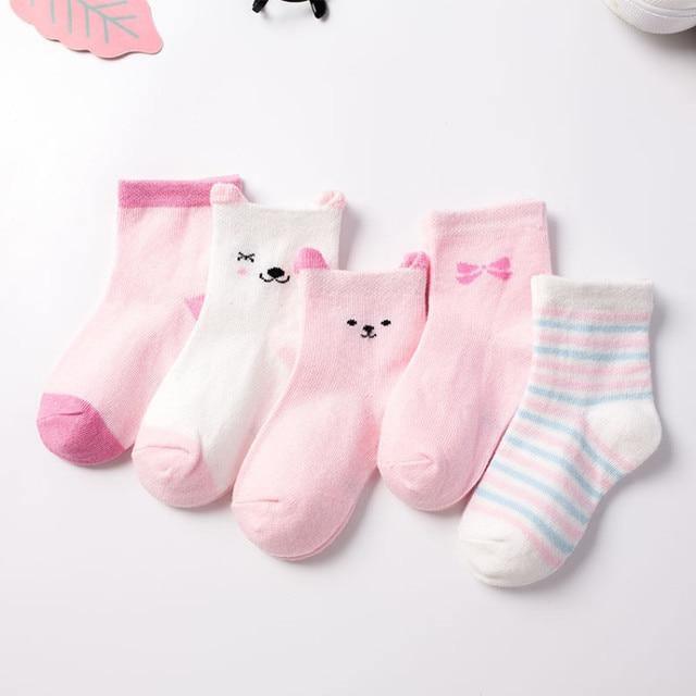 Luxury Modern 5pair Socks Set Kids Soft Cotton Socks Baby Cute Cartoon Warm Dots Fashion Sport Socks For Firls and Boys Kids