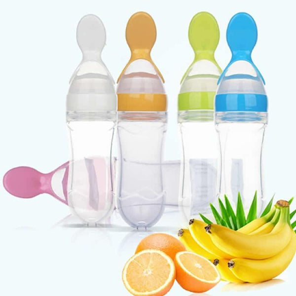 NEW Baby Feeding Bottle Spoon With Silicone Spoon Newborn Infant Squeeze Spoon Toddler Supplement food Bottle Feeder For Kids and Baby