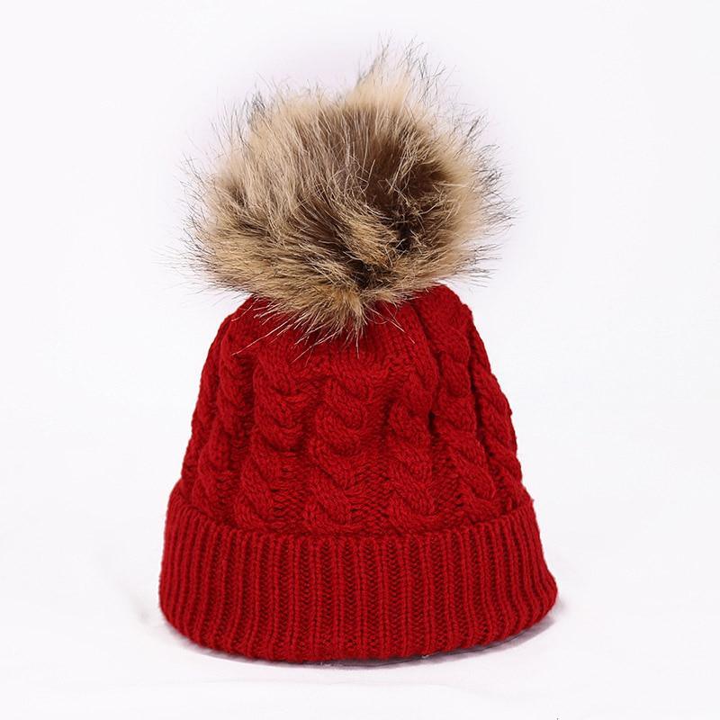 Winter Warm Baby Hat Fur Pompom Knitted Baby Hat Cap Infant Toddler Kids Hat Beanie In Modern Designer Style