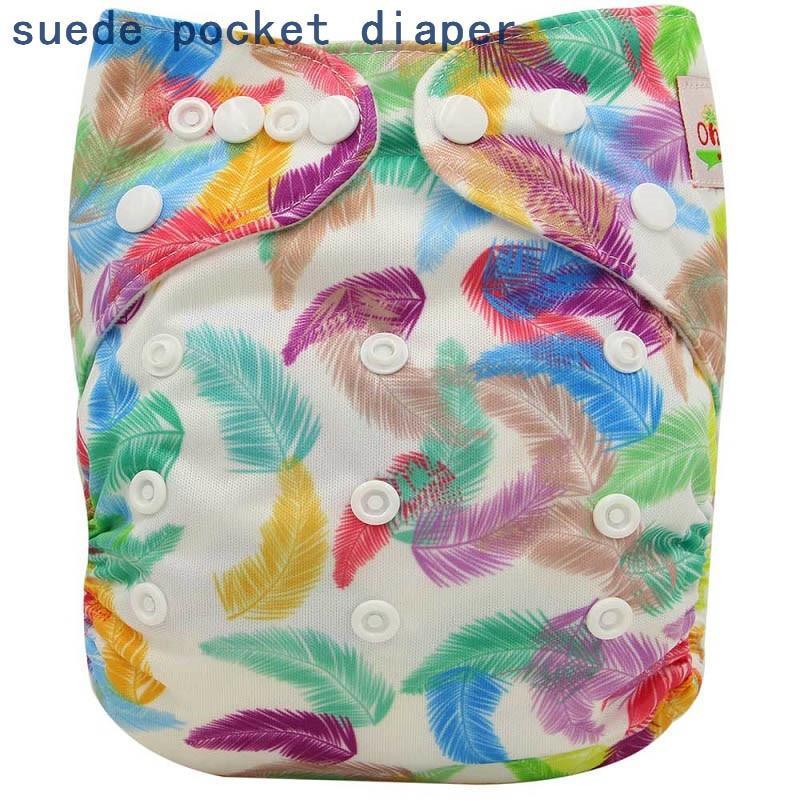 Newborn Cloth Diaper Sewed in Charcoal Bamboo Insert and Suede Pocket Diapers Waterproof Baby Nappies Design for Baby