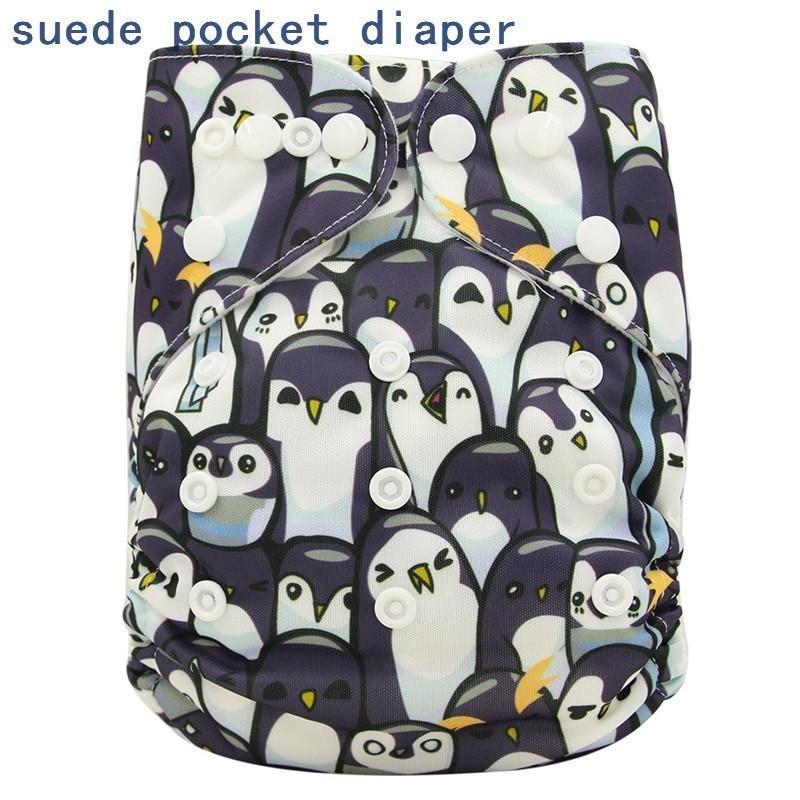 Newborn Cloth Diaper Sewed in Charcoal Bamboo Insert and Suede Pocket Diapers Waterproof Baby Nappies Design for Baby