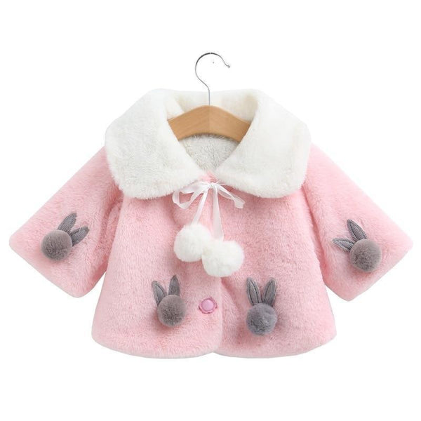 Princess Baby Girls Winter Thick Bownot Cloak Coat Flower for Childre With Flowers