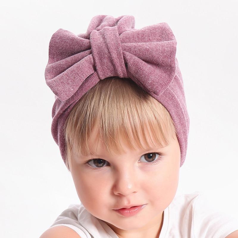 Modern Trend Stylish Baby Hat for Girls Big Bow Turban Baby Cap Accessories In Great Design