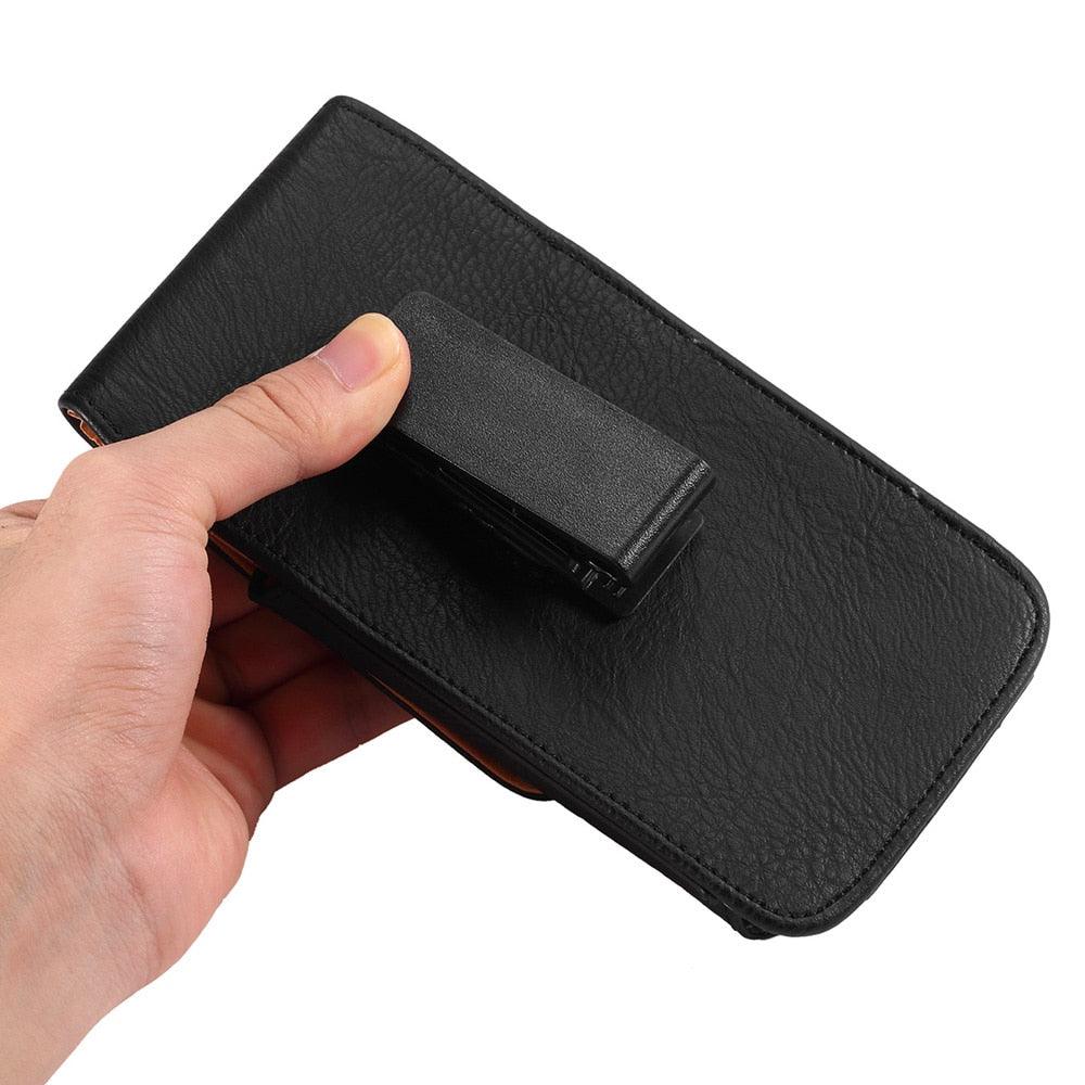 Universal Leather Case for iPhone Mens PU Leather Vertical Case with Belt Clip for iPhone Waist Pack Belt Clip Bag for 3.5-6.3