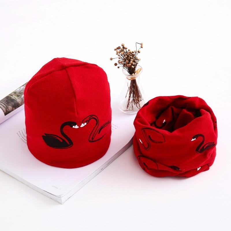 Star Print Cotton Hat And Scarf  Baby Beanie Kids Caps Children's Accessories For Boys and Girls