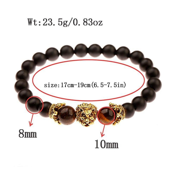 New Classic Crown Lion Elegant Bracelet Luxury For Men Fashion Tiger Eye Onyx Stone Handmade Beaded Charm Modern Bracelet For Women Jewelry