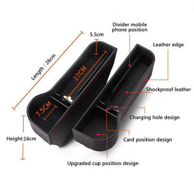 Multifunctional Car Seat Gap Storage Box Cup PU Leather Pocket Catcher Organizer Phone Bottle Cups Holder Car Accessories
