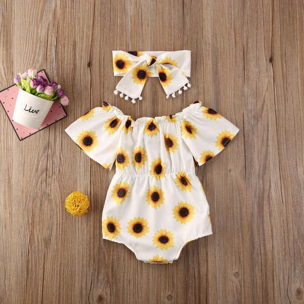 Modern Elegant Baby Girl Flower Romper Jumpsuit Playsuit Outfits Clothes For Girls With Bow