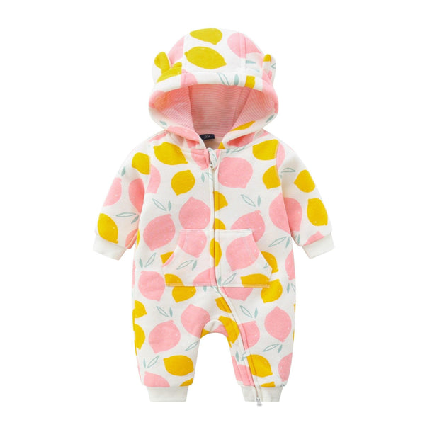 Baby Rompers Long Sleeve Zip Hooded Jumpsuits Playsuits for Toddler Boy/Girl For Autumn and Winter Season