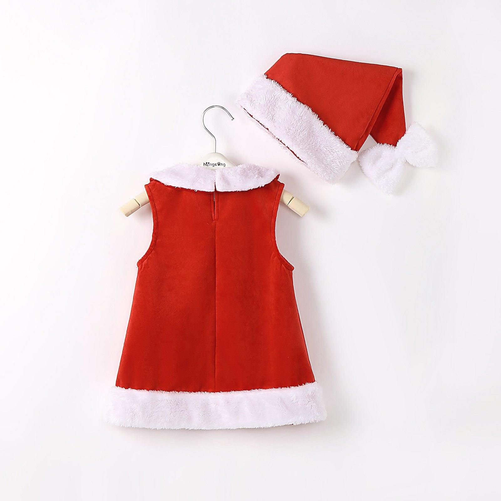 Christmas Princess Dress and Bowknot Hat Outfits Newborn  Perfect Gift For Baby Girl