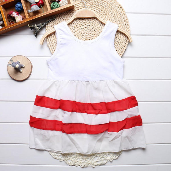 Baby Girl Clothes for Kids with Cute Purple Stripe and Round Neck  Sleeveless Chiffon Dresses For Girls